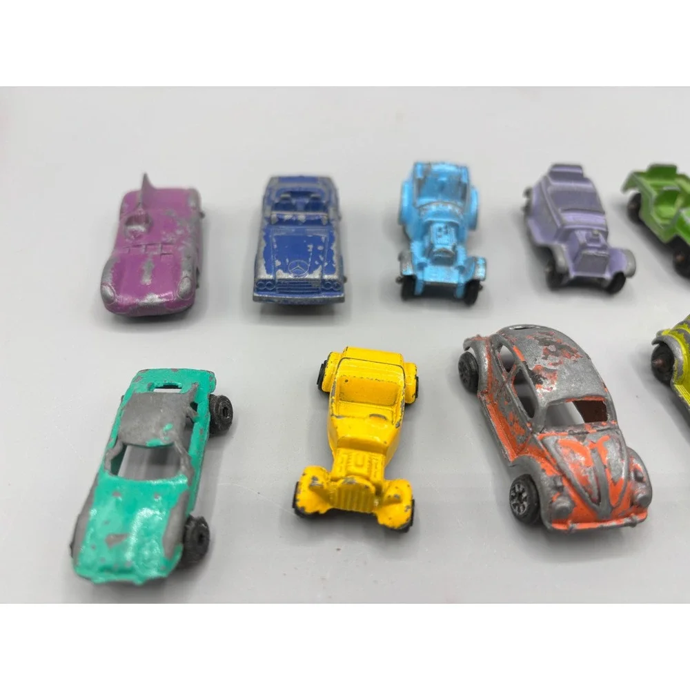 Vintage Diecast Miniature Tootsie Toy Cars Lot 12pc VW Beetle Mercedes Jeep